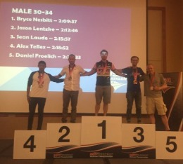 Podium picture of men at USAT Duathlon Nationals qualifier.