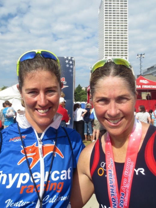 Coach Rachel & Elaine with medal after nationals race