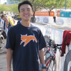 Atthlete wearing Hypercat logo'd t-shirt smiles for camera