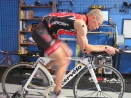 Male on bike for bike fitting