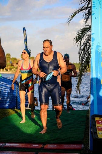 Aquavike swim exit - racers leave water head to transition